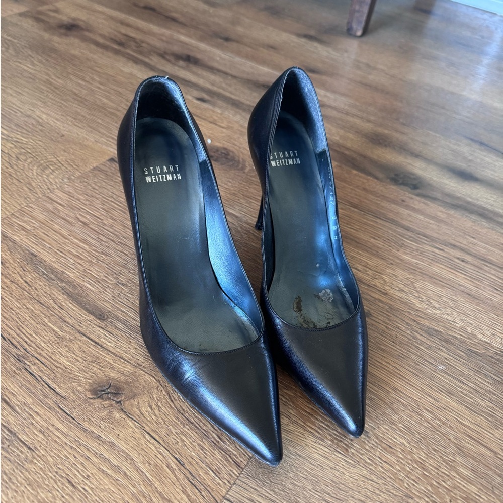 Stuart Weitzman Black Pointed Toe Stiletto Pumps